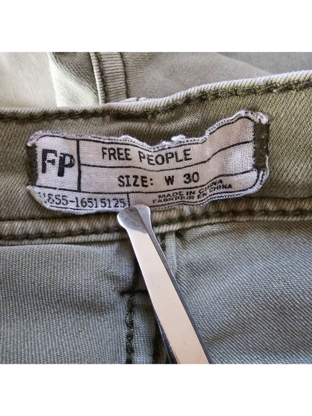 Free People Jeans Womens 30 31x25 Olive Green Slim Straight Ankle Denim Stretch - Picture 6 of 8